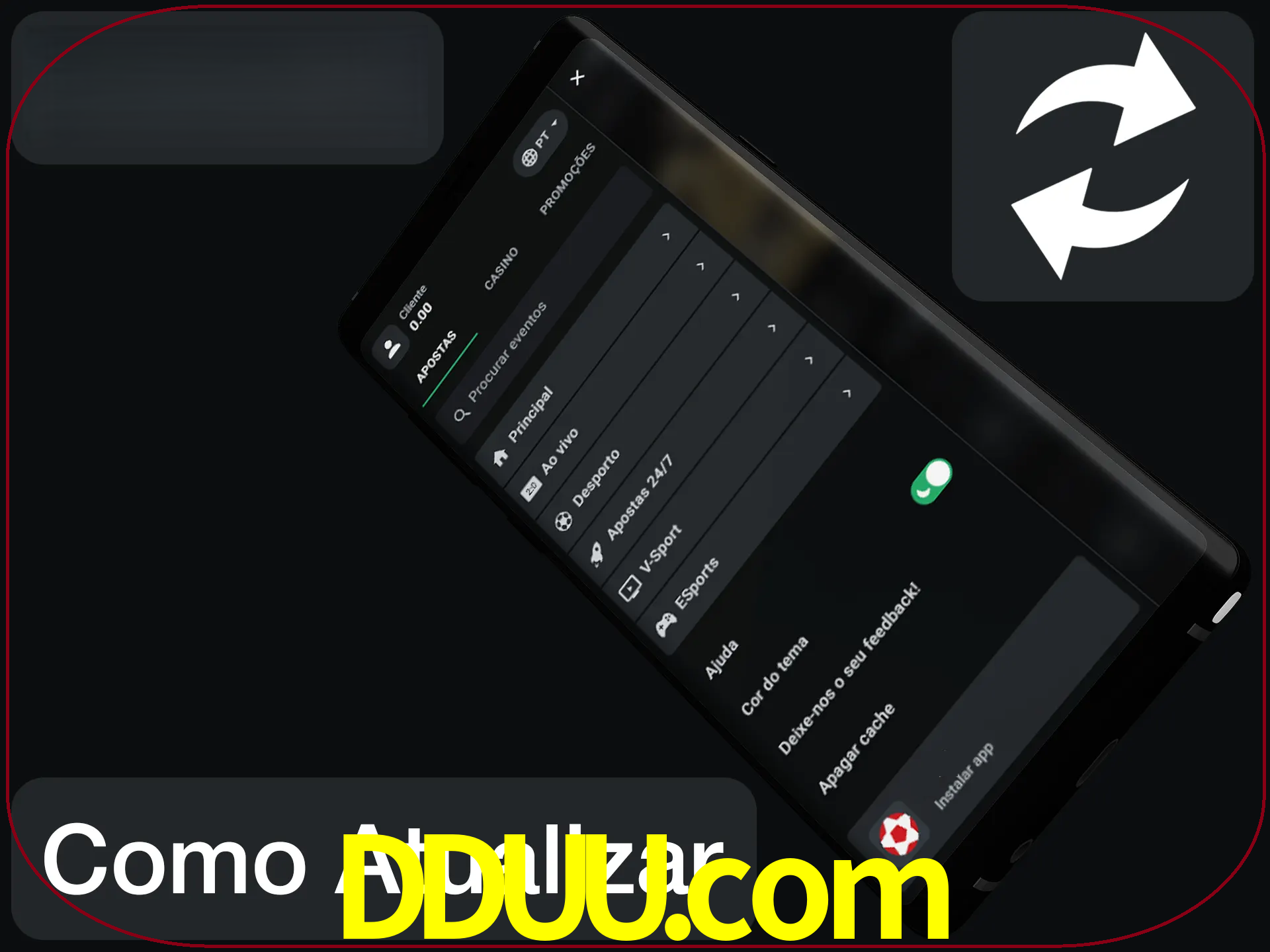 O aplicativo é atualizado automaticamente quando você faz o login.
