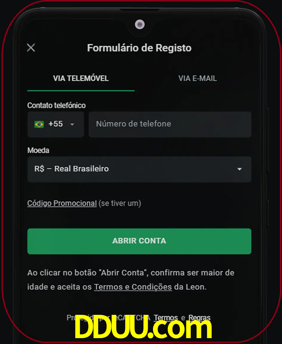 Abra o aplicativo e inicie o processo de registro.